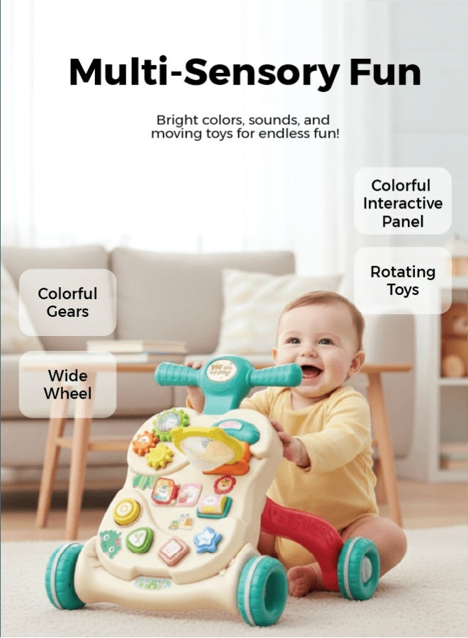 زينيث مشاية أطفال زينيتو - مساعد الخطوات الأولى متعدد الألوان | موسيقى، أضواء، ألعاب، مقعد مريح، عجلات قوية وارتفاع قابل للتعديل - Image 4