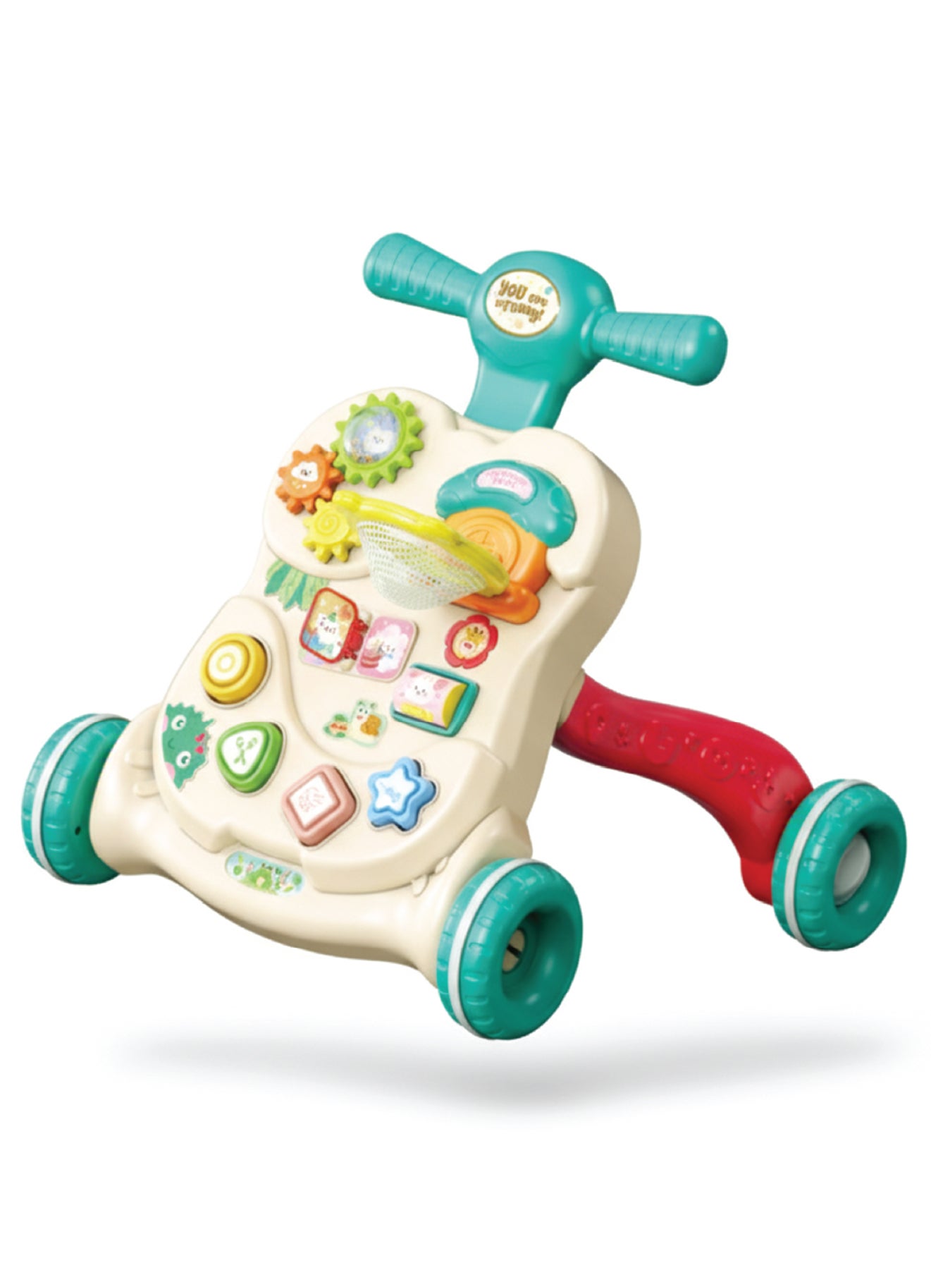 Zenito 2-in-1 Baby Activity Walker - Sit-to-Stand Fun -Baby Push Walker 6 Months+ Child Development Toy with Linkage gear, cute animals, shape pairing, rolling rollers & pitching entrance Cute Styling Design Help Babies to Walk Best for Boy Girl Toddler Gift Present - Multi