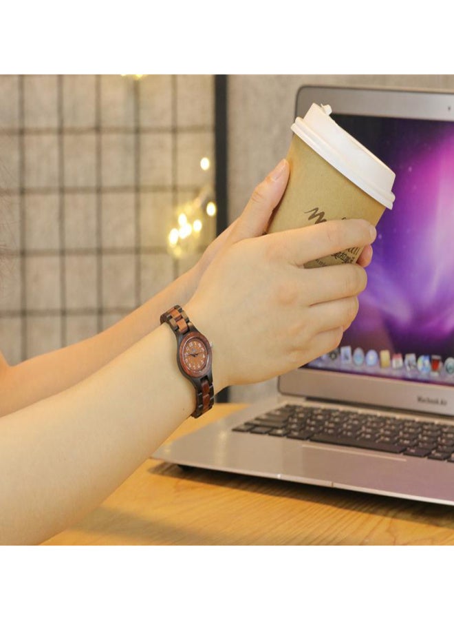 ريداير ساعة نسائية خشبية، ساعة كوارتز تناظرية، مصنوعة من خشب الصندل، خفيفة الوزن، ساعات كلاسيكية كاجوال، ساعة يد عتيقة - Image 2