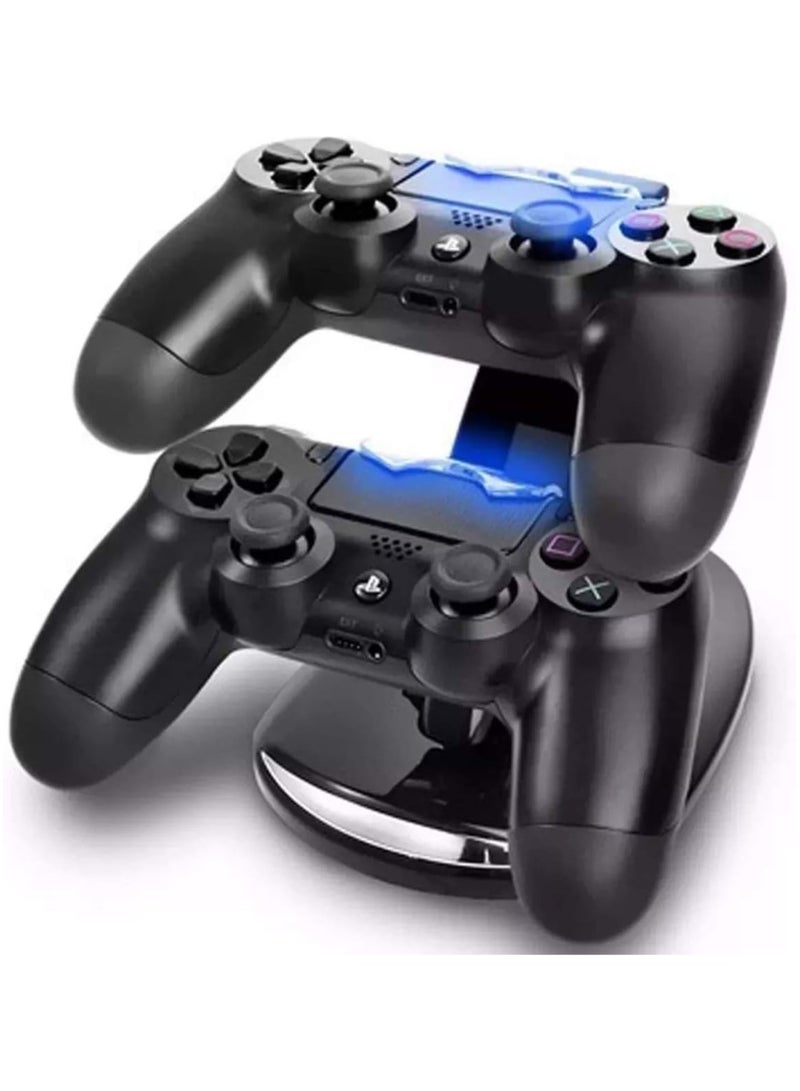 شاحن مزدوج مع حامل شحن USB مع ضوء LED لوحدة تحكم بلاي ستيشن 4  - Image 2