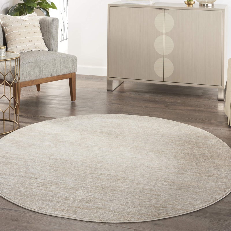 Nourison Home Nourison Essentials Ivory Beige 6' x Round Area Rug - Easy Clean, Non Shedding, Bed Room, Living Room, Dining Room, Kitchen (6' x Round) - Image 1