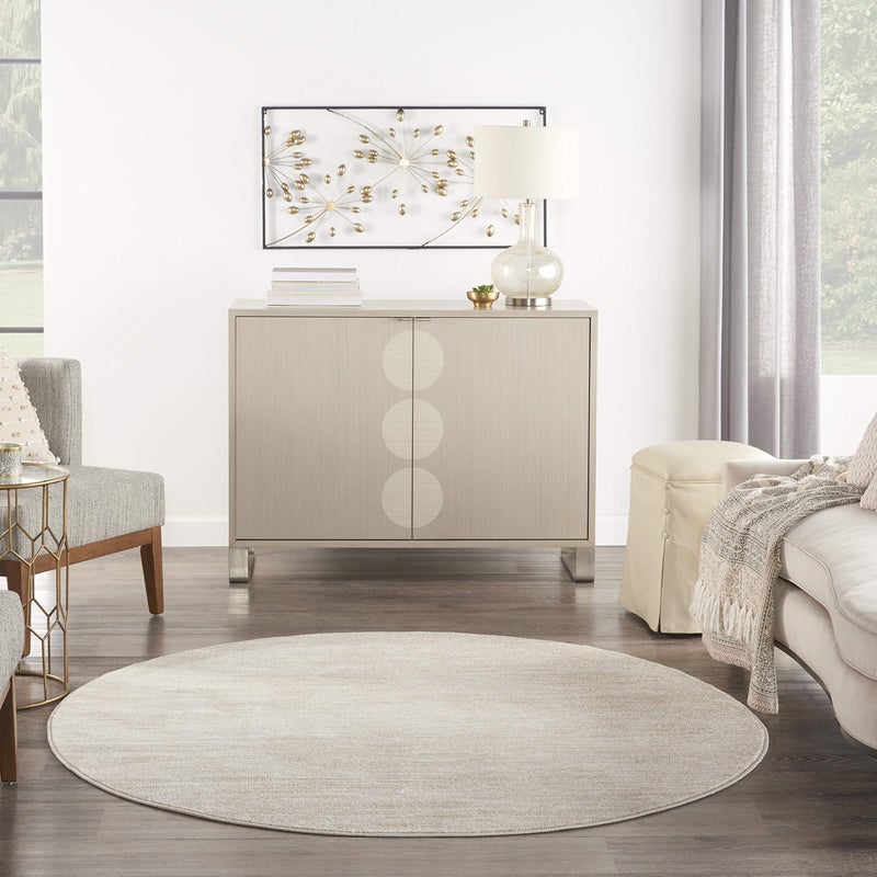 Nourison Home Nourison Essentials Ivory Beige 6' x Round Area Rug - Easy Clean, Non Shedding, Bed Room, Living Room, Dining Room, Kitchen (6' x Round) - Image 3