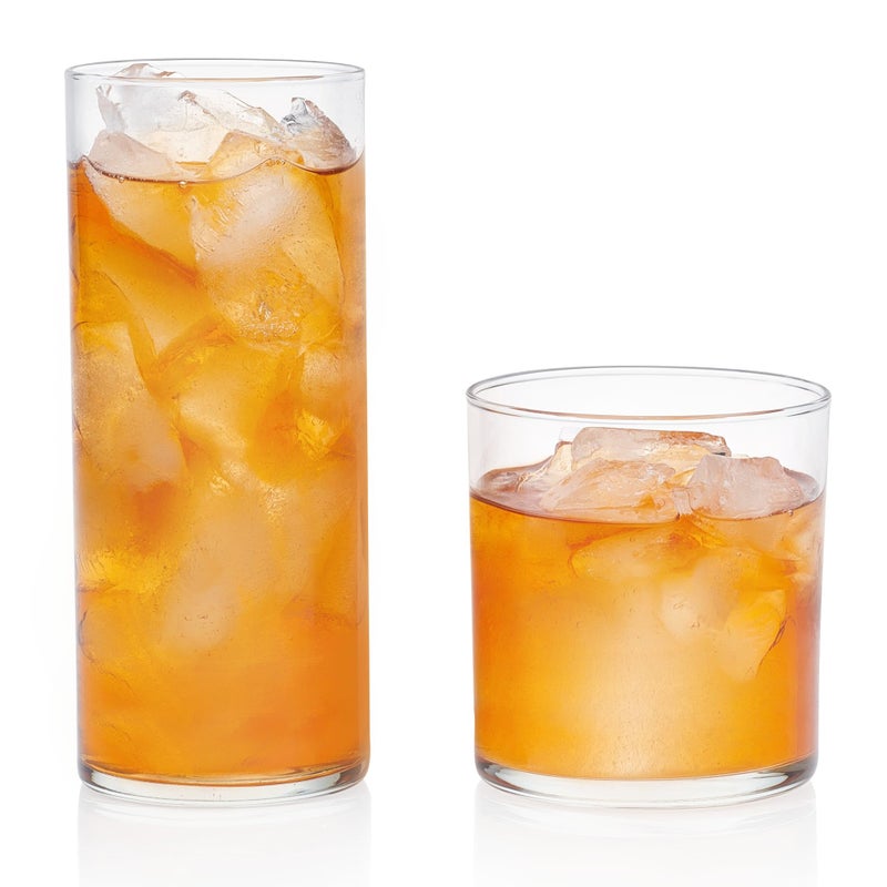 Libbey Miles Tumbler and Rocks Bar Drinkware Glasses Set, Clear All-Purpose 16 Piece Glassware Set, Sleek Glass Drinking Cups for Everyday Use - Image 1