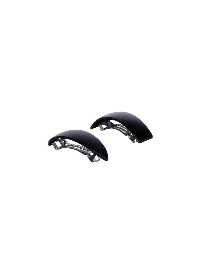 ACCESSHER Set Of 2 Matte Black Handcrafted Designer French Barrettes Hairpin/Hair Accessory For Women Andgirls - Image 2