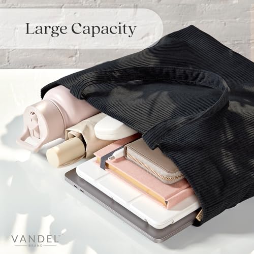 VANDEL Corduroy Tote Bag for Women and Men with Zipper and Inner Pockets. Cute School Tote Bag with Zipper, Aesthetic - Image 5