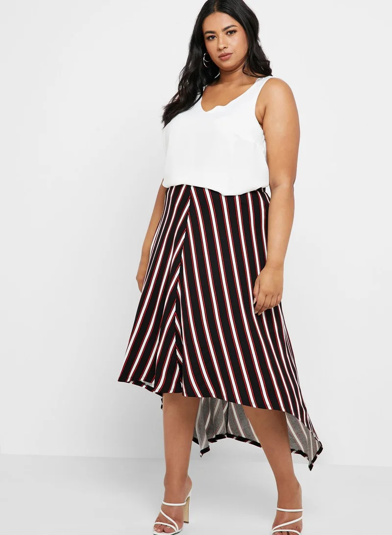 EVANS Striped Asymmetric Skirt
