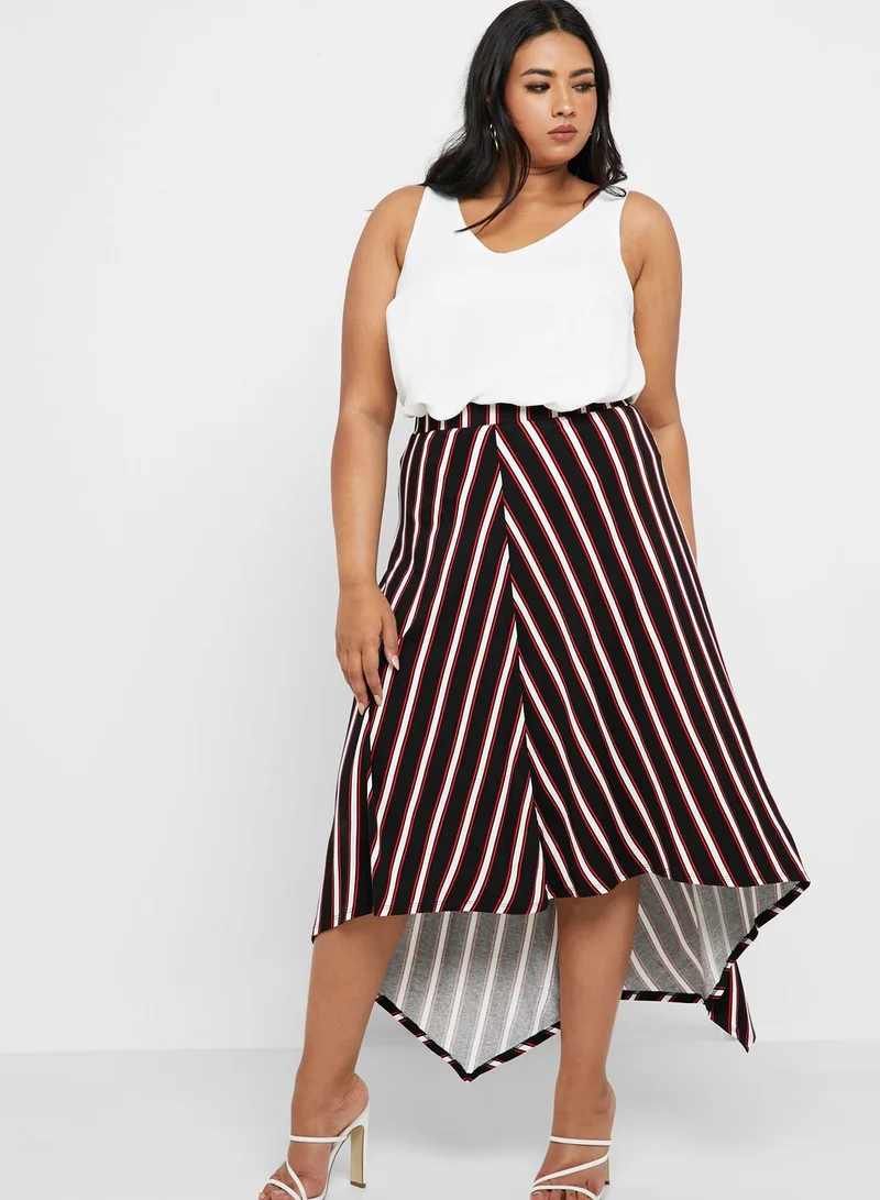 EVANS Striped Asymmetric Skirt