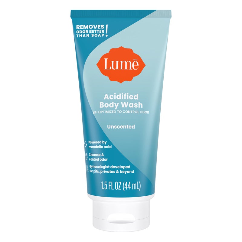 Lume Acidified Body Wash 5 Pack Minis - 24 Hour Odor Control - Moisturizing Formulated Without SLS & Parabens - 1.5 ounce Tubes (Clean Tangerine, Lavender Sage, Peony Rose, Toasted Coconut, Unscented) - Image 5