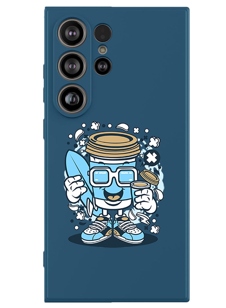 Theodor Protective Slim Fit Case Liquid Silicone Cover with Full Body Protection Anti-Scratch Shockproof Case For Samsung Galaxy S25 Ultra (Blue) - Coffee can - Image 1