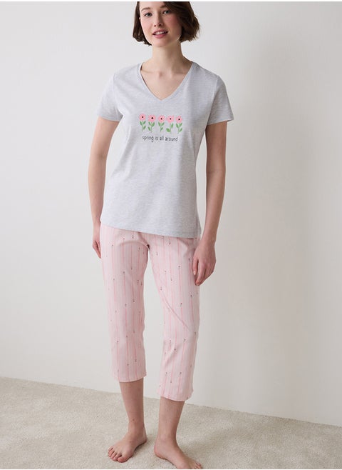 Spring Time Capri Multicolor Pajama Set