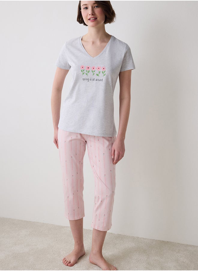Spring Time Capri Multicolor Pajama Set