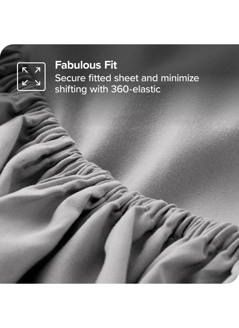 Bare Home Bare Home 5-Pack Fitted Bottom Ultra-Soft Sheets King - Premium 1800 Ultra-Soft Microfiber - Deep Pocket (King  Light Grey)  - Image 3