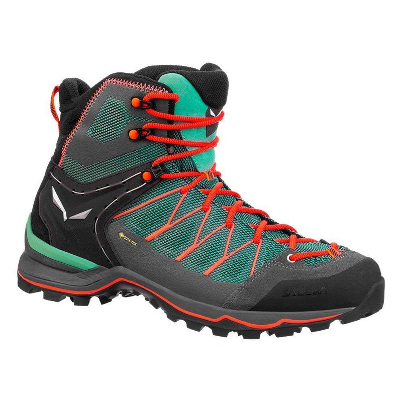 Salewa Womens WS MTN Trainer LITE MID GTX Trekking Hiking Boots Field Green Fluo Coral 7