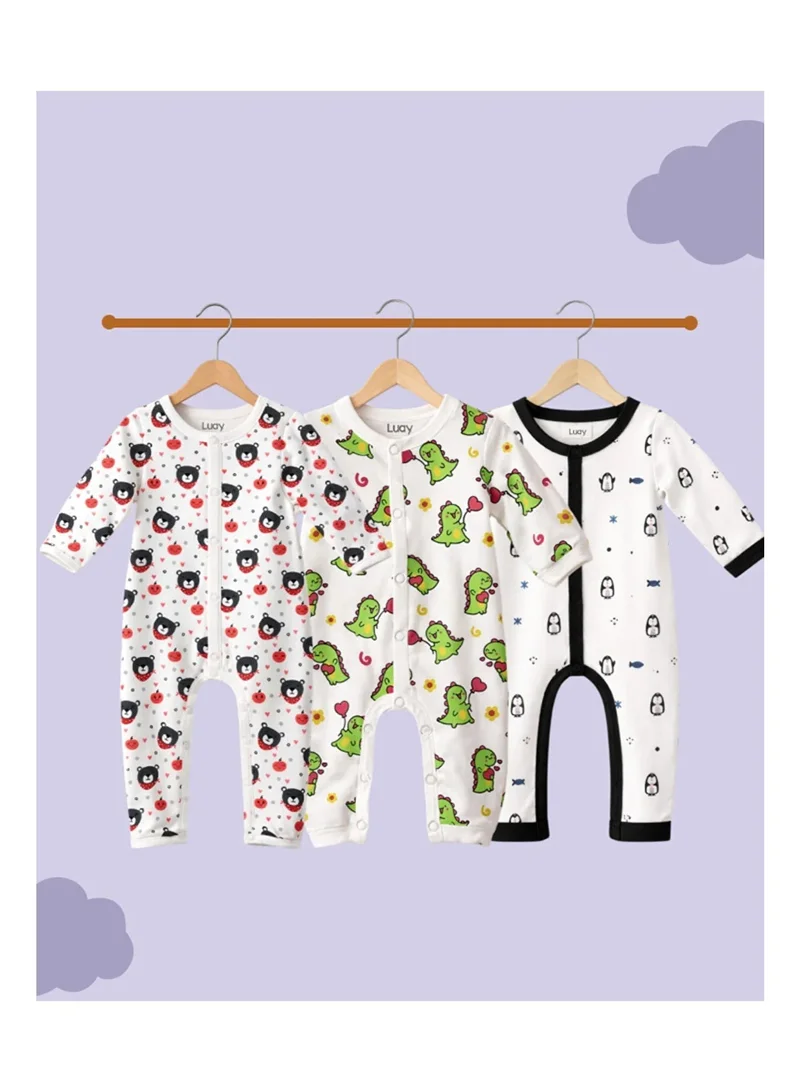 LUAY LUAY 100% Cotton Baby Romper Full Sleeves | Soft Breathable Baby Onesie for Boys & Girls | Comfortable Cotton Sleepsuit for Newborns & Infants | Everyday Baby Wear
