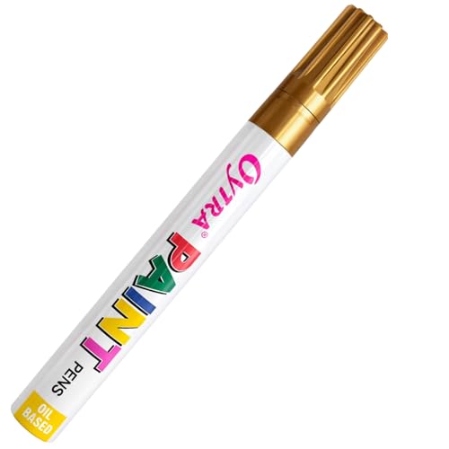 Oytra Paint Marker Pens Permanent Waterproof Oil Based Individual pens Works and All Surfaces, Wood, Fabric, Steel, Glass (Gold) - Image 1