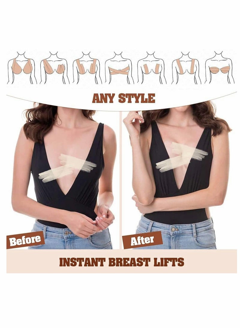 SYOSI Tape 5 Pairs Backless Nipple Cover Set, Lift Tape Breathable Chest Support Tape, Athletic Tape Body Tape with Reusable Nipplecover Adhesive Bra  - Image 3