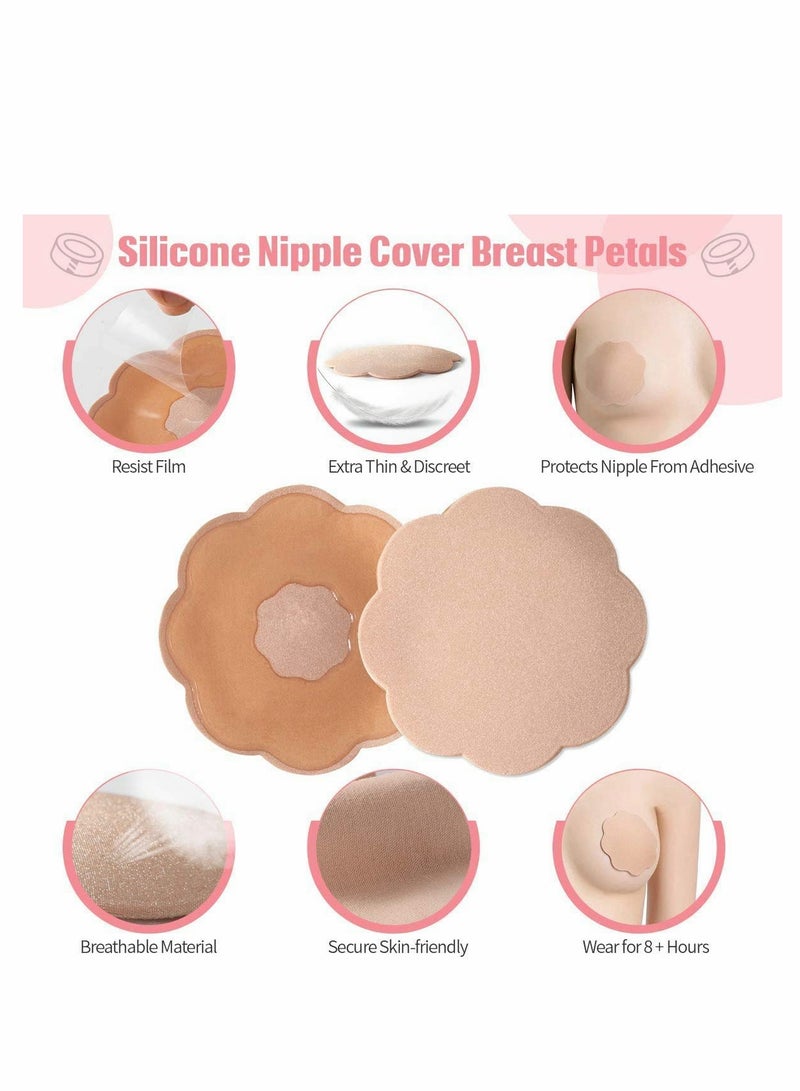 SYOSI Tape 5 Pairs Backless Nipple Cover Set, Lift Tape Breathable Chest Support Tape, Athletic Tape Body Tape with Reusable Nipplecover Adhesive Bra  - Image 2