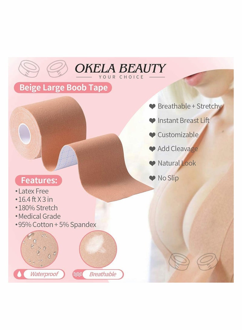 SYOSI Tape 5 Pairs Backless Nipple Cover Set, Lift Tape Breathable Chest Support Tape, Athletic Tape Body Tape with Reusable Nipplecover Adhesive Bra  - Image 4