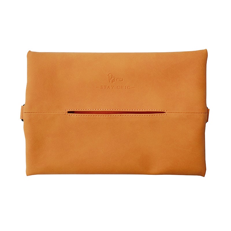 Generic Frosted Texture Home Artifact Solid Color Paper Box Car Tissue Bag Bedroom Dormitory Living Room Toilet Paper Storage Bag Orange 