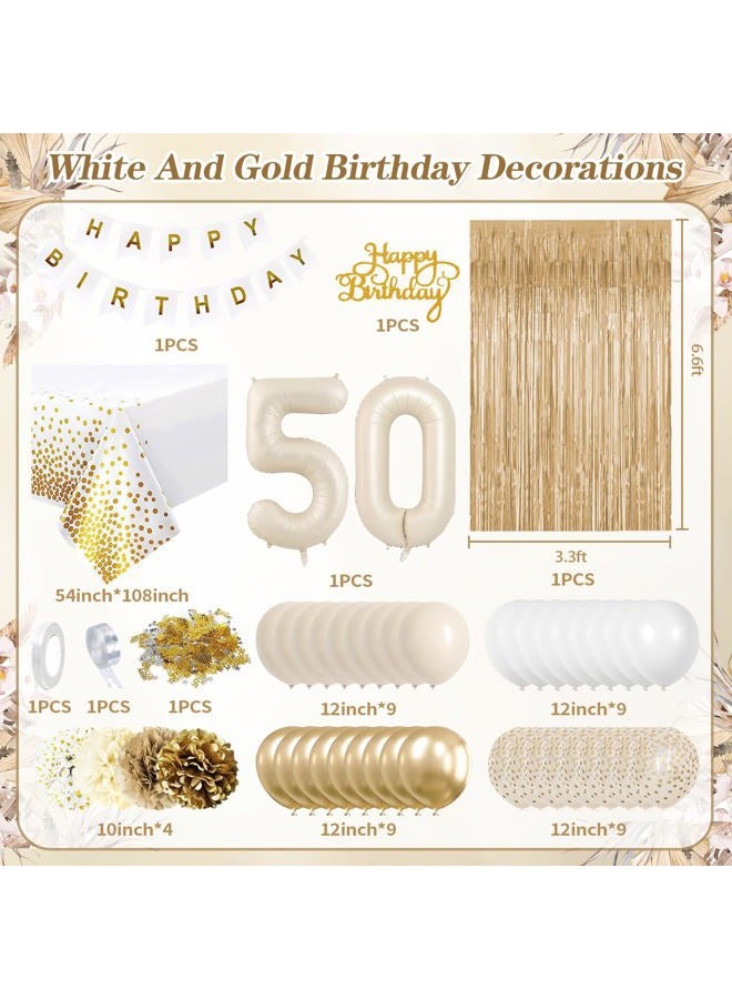 KISPATTI Gold and White Birthday Party Decorations (50) - Image 2