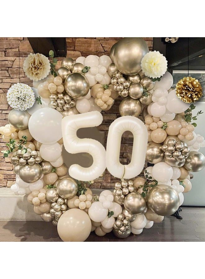 KISPATTI Gold and White Birthday Party Decorations (50) - Image 4