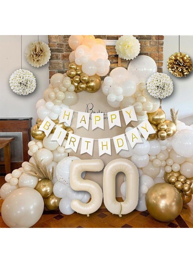 KISPATTI Gold and White Birthday Party Decorations (50) - Image 3