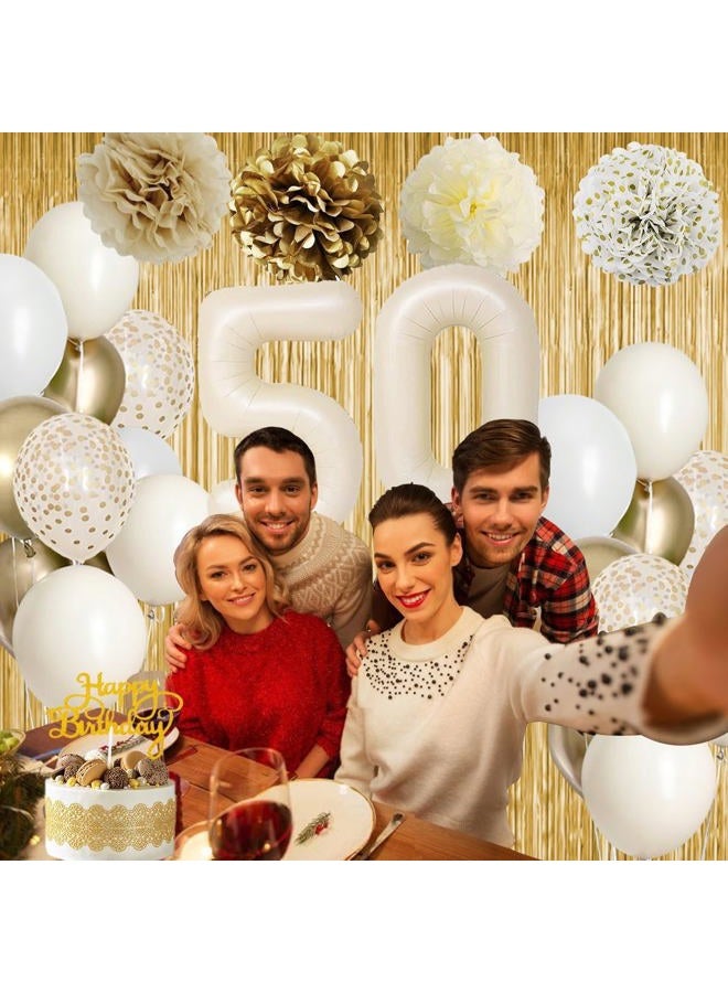 KISPATTI Gold and White Birthday Party Decorations (50) - Image 5