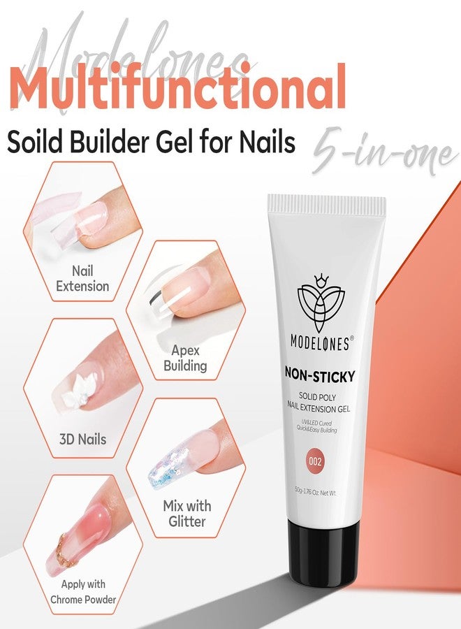 modelones Solid Builder Gel for Nails, Non-Sticky Upgraded Poly Extension Hard Gel Nude for 3D Art Sculpting Molding Beginners-friendly 50g - Image 2