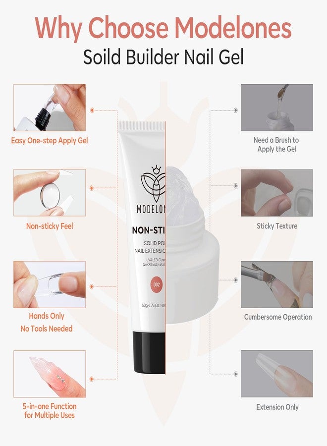 modelones Solid Builder Gel for Nails, Non-Sticky Upgraded Poly Extension Hard Gel Nude for 3D Art Sculpting Molding Beginners-friendly 50g - Image 3