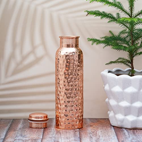 Craft Trade Copper Water Bottle for Drinking 34 oz Copper Ayurveda Pure Copper Water Bottle Ayurvedic Water Bottle with Lid Leak Proof Joint Less Water Bottle Travel Bottle for Gym, Office, Hiking,Outdoor Bottle - Image 3