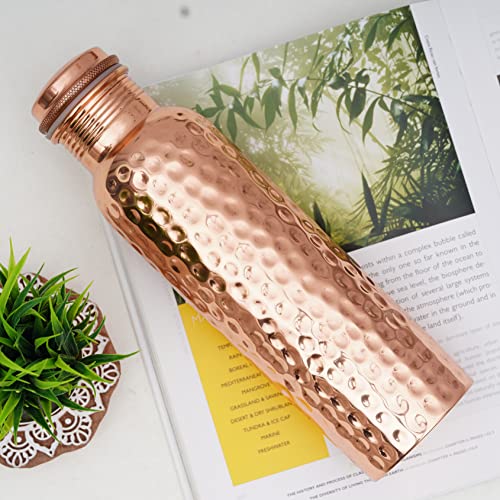 Craft Trade Copper Water Bottle for Drinking 34 oz Copper Ayurveda Pure Copper Water Bottle Ayurvedic Water Bottle with Lid Leak Proof Joint Less Water Bottle Travel Bottle for Gym, Office, Hiking,Outdoor Bottle - Image 2
