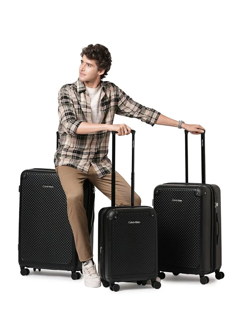 CALVIN KLEIN V2 CHECK IN Hardside Spinner Luggage On Wheels, Ultra Lightweight ABS, 4 Double Wheels Color BLACK