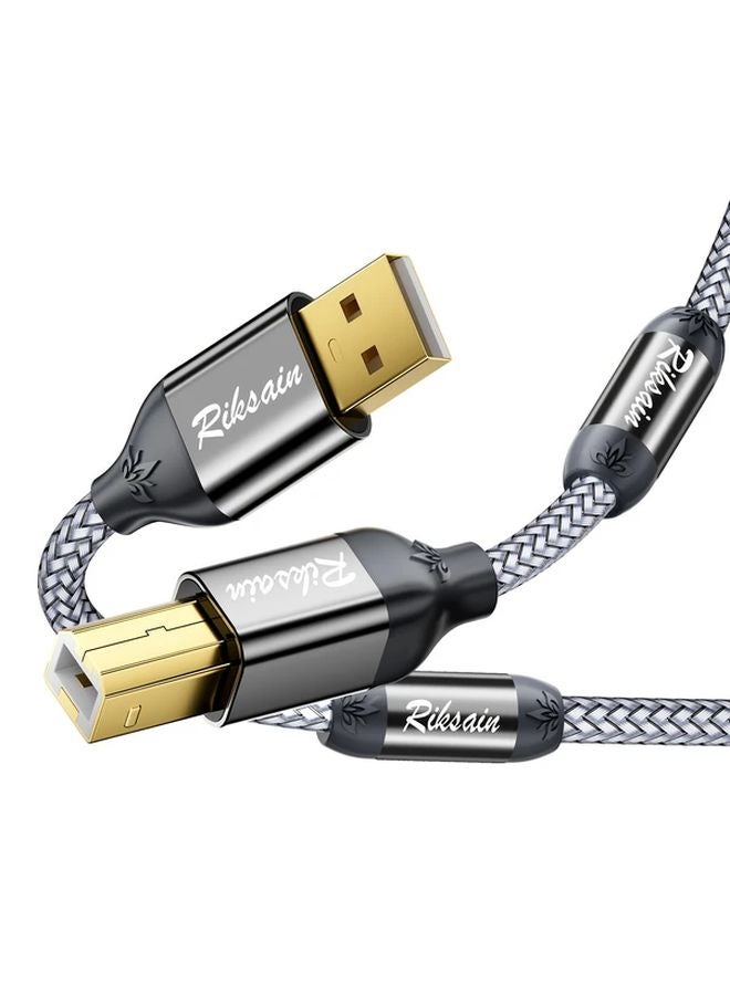 كابل طابعة من USB A إلى B 0.6 متر مضفر من النايلون لنقل البيانات عالي السرعة - Image 2
