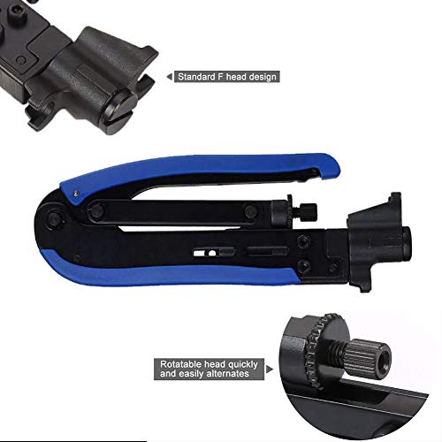 TLS.eagle Coax Cable Crimper Coaxial Compression Tool Kit Adjustable Wire Stripper with F RG6 RG59 RG11 RG7 Pack of 20 Blue - Image 4