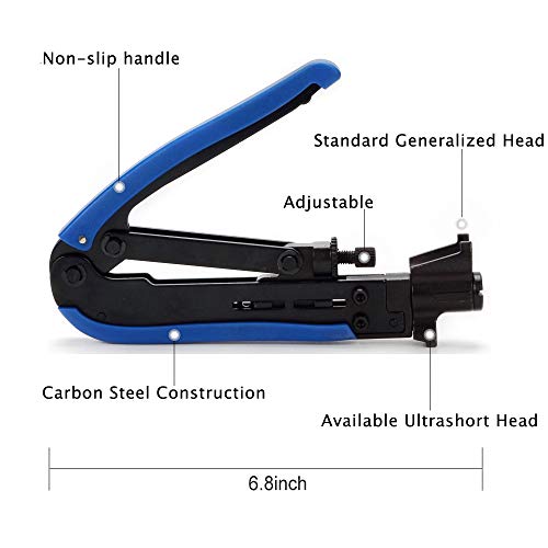 TLS.eagle Coax Cable Crimper Coaxial Compression Tool Kit Adjustable Wire Stripper with F RG6 RG59 RG11 RG7 Pack of 20 Blue - Image 3
