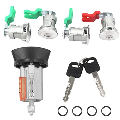 Dngbymx Ignition Switch Lock Cylinder Door Lock Cylinder Compatible with 1997-2020 Ford Econoline E150 Van E250 Van E350 Van Replace OE# LC6177 + 703369 X4 + 597638 X2 (No Chip) - Image 1