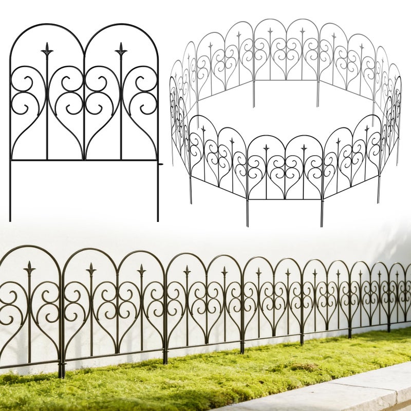 Thealyn Garden Fence 32" H x 10ft (5 Panels), No Digging Heavy Duty Metal Fence Panels, Rustproof Outdoor Dog Fence Animal Barrier, Decorative Fencing for Flower Bed, Yard, Landscape Edging - Image 1
