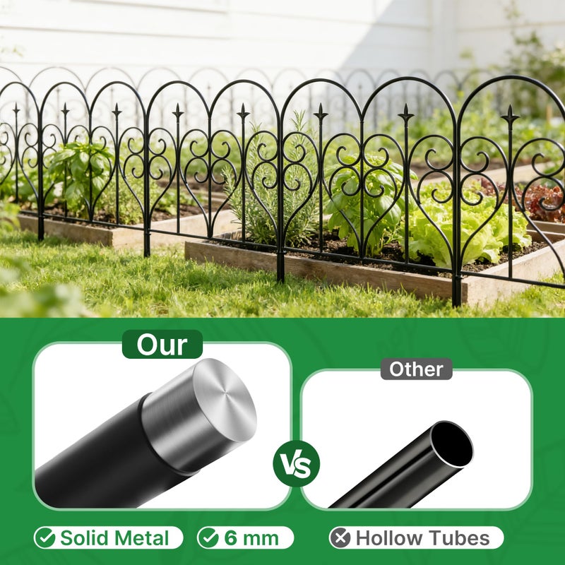 Thealyn Garden Fence 32" H x 10ft (5 Panels), No Digging Heavy Duty Metal Fence Panels, Rustproof Outdoor Dog Fence Animal Barrier, Decorative Fencing for Flower Bed, Yard, Landscape Edging - Image 3