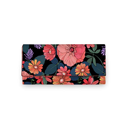 ShopMantra Wallet for Woman | Floral Design Bi-Fold Purse with Card Slots | Classic Faux Leather Hand Purse for Women | Magnetic Closure - Image 1