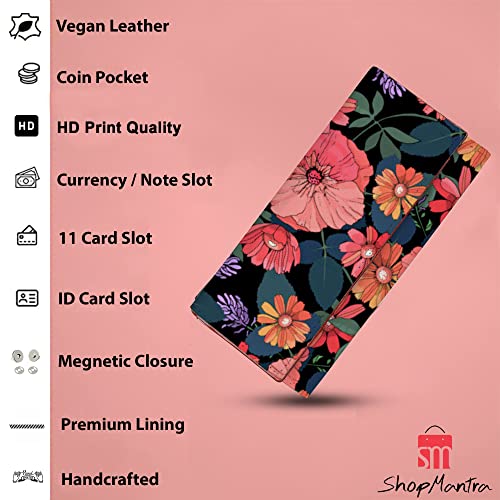 ShopMantra Wallet for Woman | Floral Design Bi-Fold Purse with Card Slots | Classic Faux Leather Hand Purse for Women | Magnetic Closure - Image 2