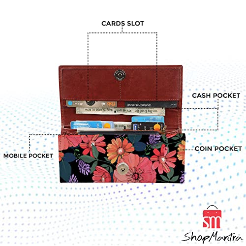 ShopMantra Wallet for Woman | Floral Design Bi-Fold Purse with Card Slots | Classic Faux Leather Hand Purse for Women | Magnetic Closure - Image 5