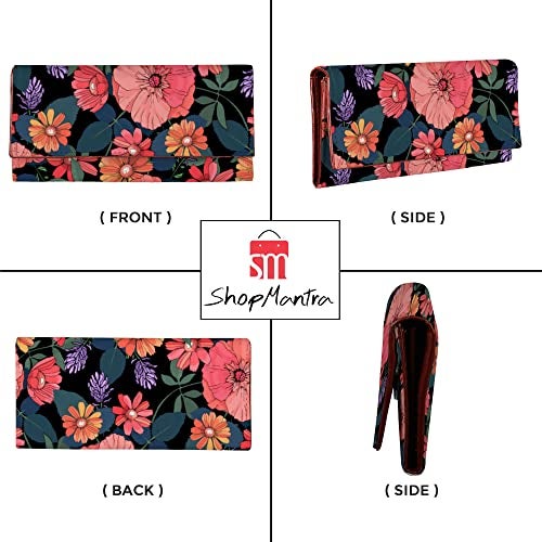 ShopMantra Wallet for Woman | Floral Design Bi-Fold Purse with Card Slots | Classic Faux Leather Hand Purse for Women | Magnetic Closure - Image 4