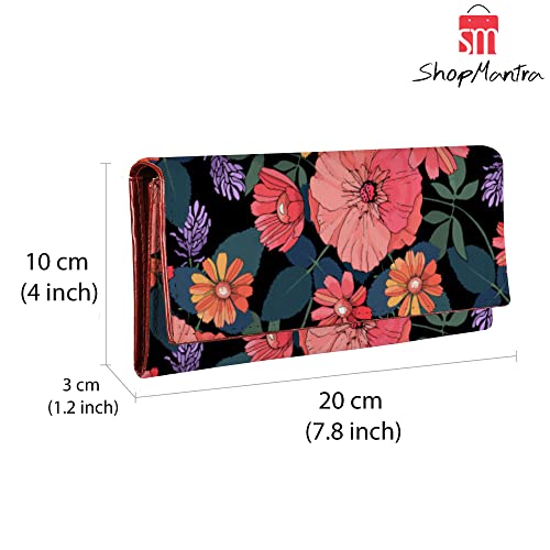 ShopMantra Wallet for Woman | Floral Design Bi-Fold Purse with Card Slots | Classic Faux Leather Hand Purse for Women | Magnetic Closure - Image 3