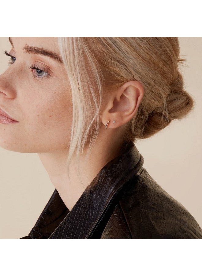 PAVOI 14K Gold Plated Sterling Silver Post Huggies | Cubic Zirconia Huggie Earrings for Women | Multi Colored Stones, Yellow Gold - Image 3