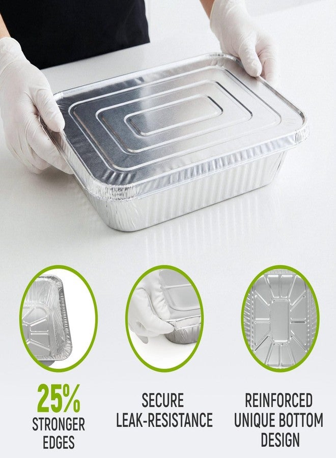 Paclord Aluminum Pans With Lids - 9" x 13" Half Size Foil Pans with Lids, Pack of 25 Pans and 25 Lids, USA-Made Disposable Aluminum Trays for Chafing Racks - Great for Cooking, Heating, Food Storing - Image 5