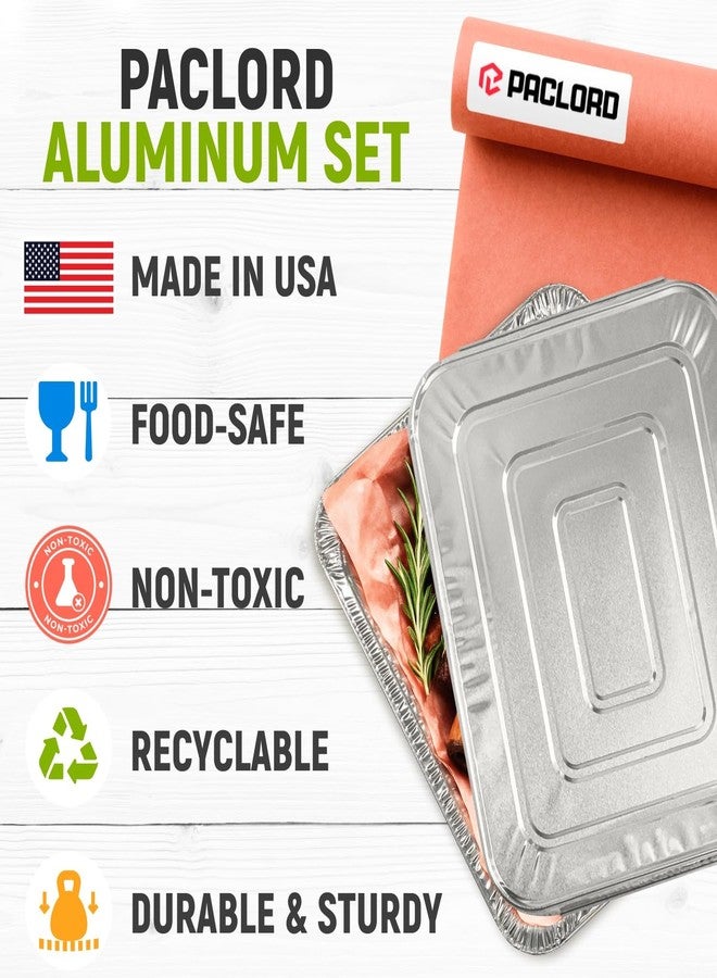 Paclord Aluminum Pans With Lids - 9" x 13" Half Size Foil Pans with Lids, Pack of 25 Pans and 25 Lids, USA-Made Disposable Aluminum Trays for Chafing Racks - Great for Cooking, Heating, Food Storing - Image 4