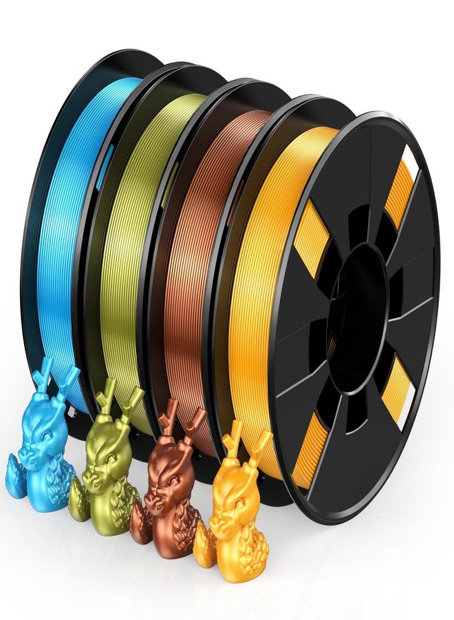 Entina Entina 4 Colors Silk Shiny 3D Printer Filament, 1.75mm Pla Filament for 3D Printers, Dimensional Accuracy +/- 0.02mm, Set of 200g x 4 Spools Copper Reel Eye/Bro - Image 1