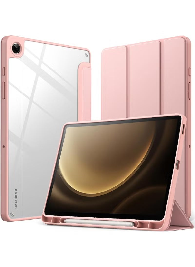 روك بو جراب لجهاز Samsung Galaxy Tab A11 / A9 مقاس 8.7 بوصة إصدار 2025/2023، جراب واقٍ شفاف من البولي كربونات الصلب مع حامل ثلاثي الطي مع فتحة قلم لجهاز Galaxy Tab A11/A9 مقاس 8.7 بوصة SM-X130/X135/X110/X115/X117 - Image 1