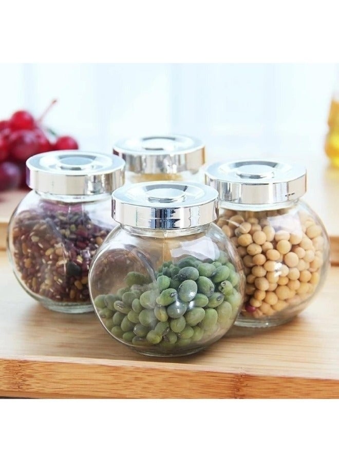 Happy Home Glass Spice Containers Set of 8 Spice Jars with Tight Lids, Glass Containers for Spices, Perfect Kitchen Containers for Salt, Pepper, Coffee (Transparent, 180 ml) - Image 3