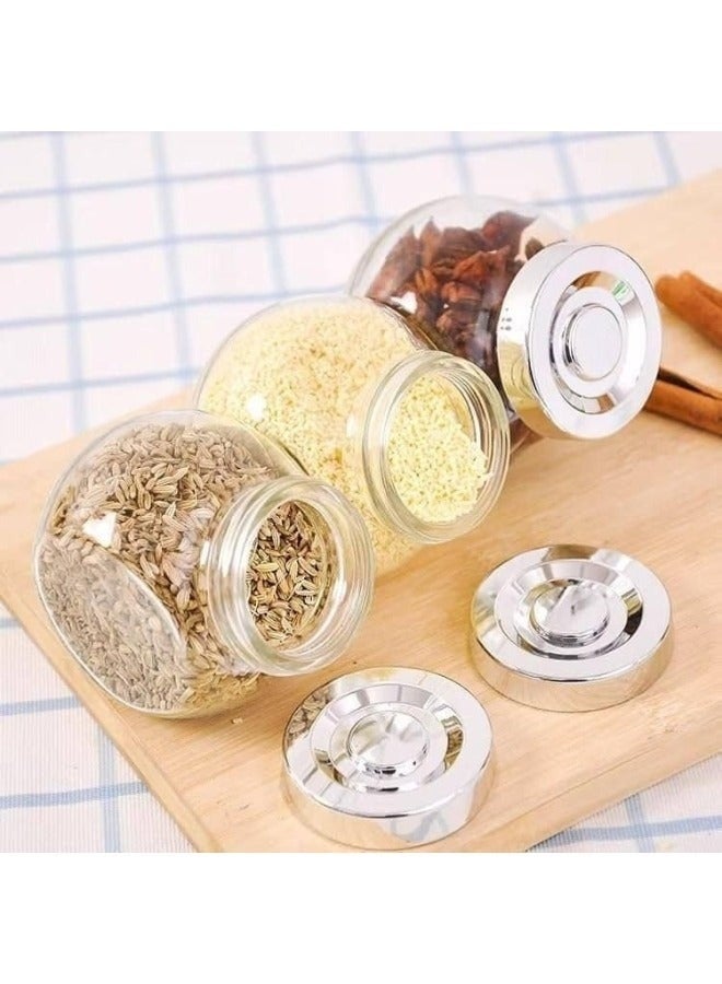 Happy Home Glass Spice Containers Set of 8 Spice Jars with Tight Lids, Glass Containers for Spices, Perfect Kitchen Containers for Salt, Pepper, Coffee (Transparent, 180 ml) - Image 4